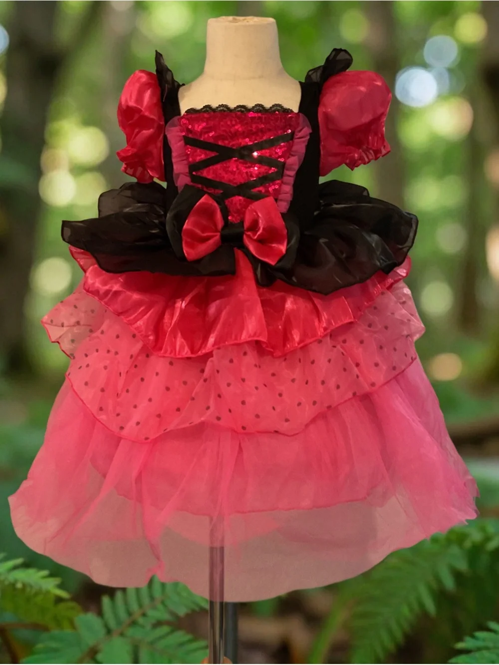 Pink and Black Sparkle Tulle Girls' Costume Dress